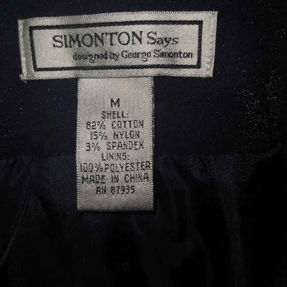 George Simonton navy blue trench coat paisley embossed ruffle cuffs shoulder pad - Picture 3 of 7